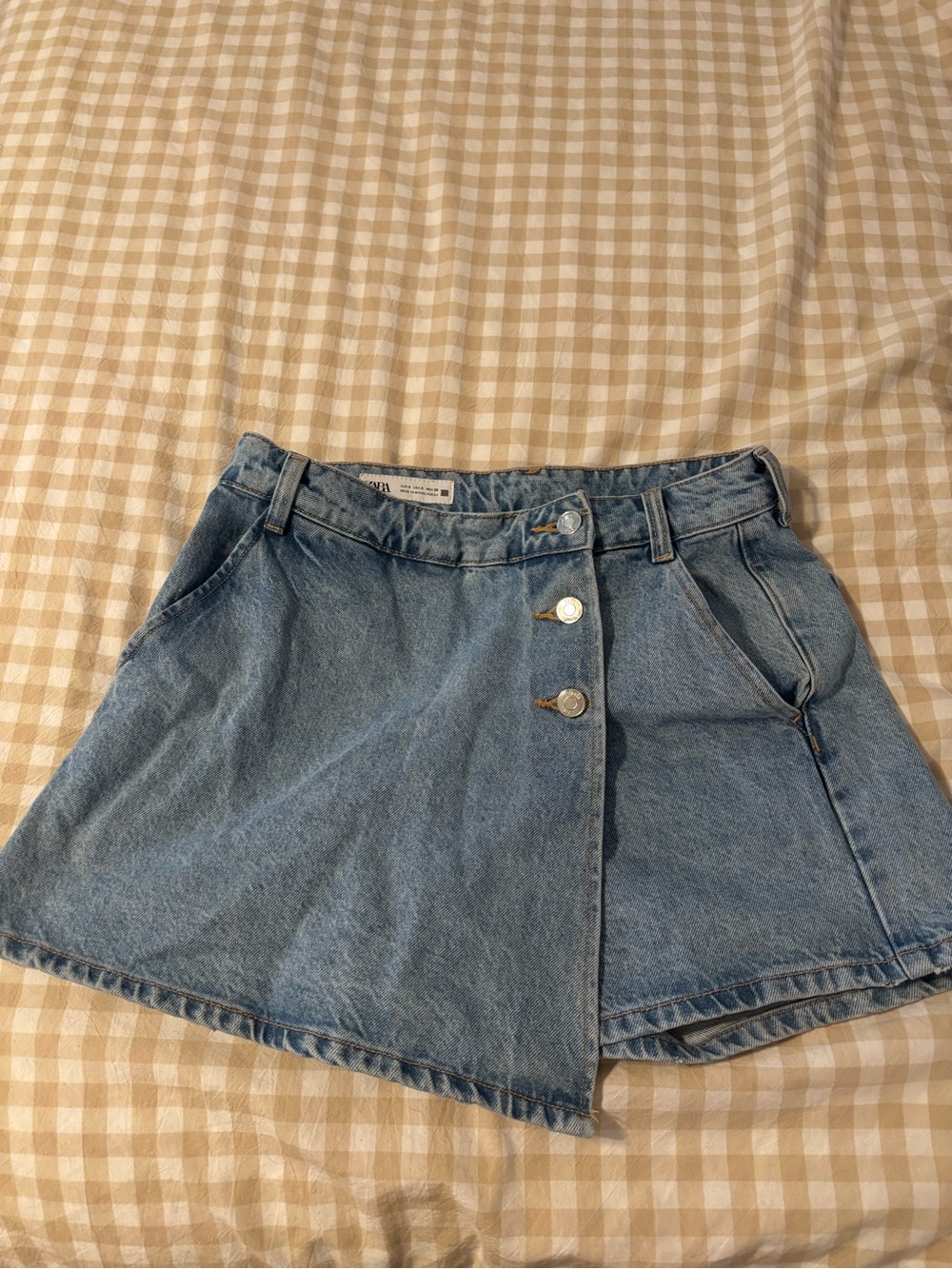 Zara Denim 3 Button-Front Skort
